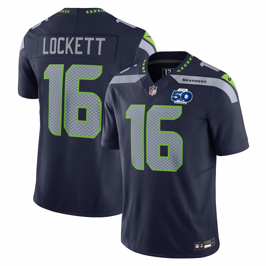 Men's Seattle Seahawks Tyler Lockett Nike College Navy Team 50th Season Vapor F.U.S.E. Limited Jersey - Jersey