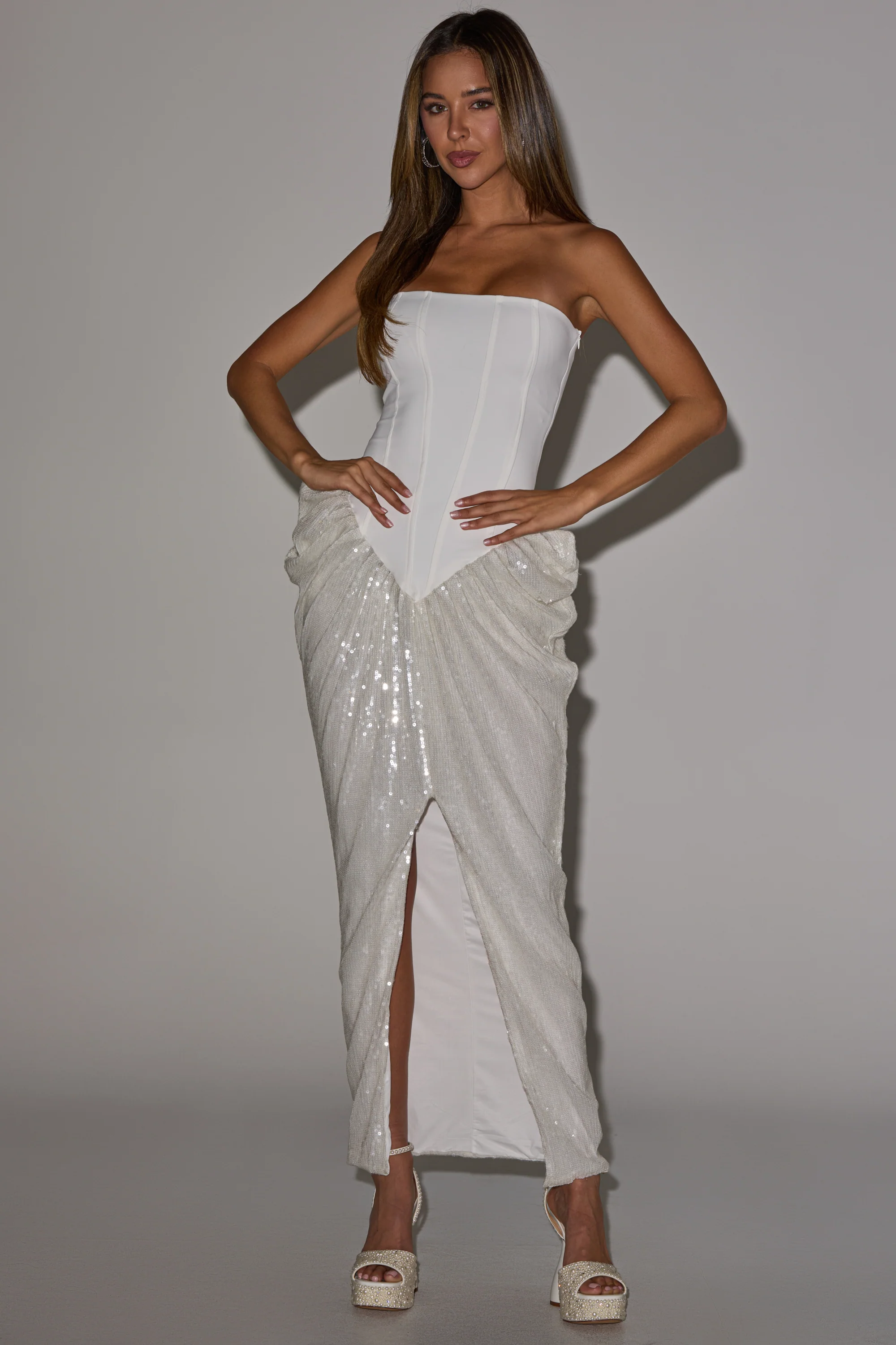 GLOW GETTER SEQUIN CORSET MAXI DRESS - Akira Wear