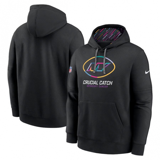 Men's New York Jets Black 2024 Crucial Catch Club Pullover Hoodie - Jersey