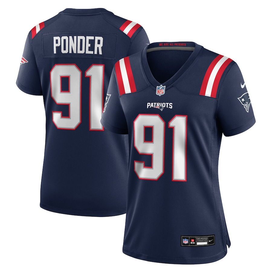 Women's New England Patriots Elijah Ponder Nike Navy Team Game Jersey - Jersey