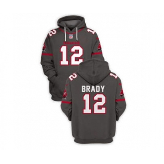 Men's Tampa Bay Buccaneers #12 Tom Brady 2021 Gray Pullover Football Hoodie - Jersey
