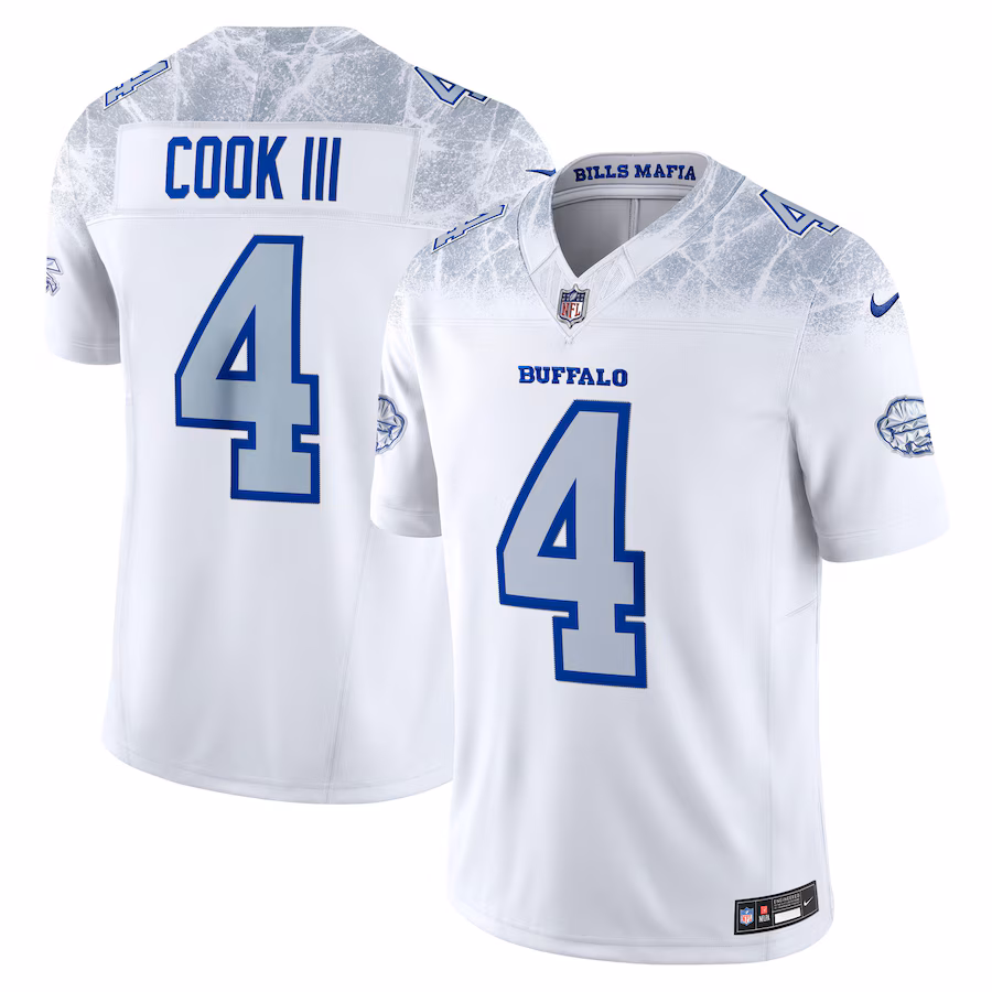 Men's Buffalo Bills James Cook III Nike White 2025 Rivalries Collection Limited Jersey - Jersey