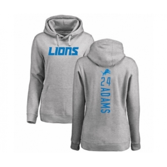 Football Women's Detroit Lions #24 Andrew Adams Ash Backer Pullover Hoodie - Jersey