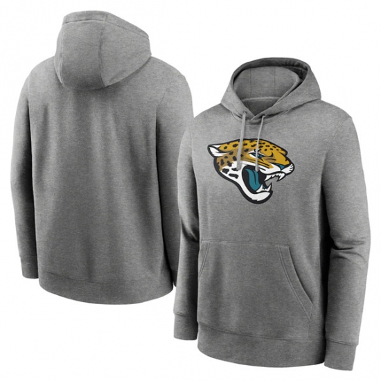 Men's Jacksonville Jaguars Heather Gray Primary Logo Long Sleeve Hoodie - Jersey