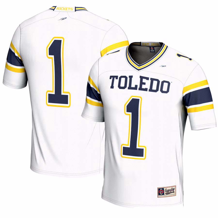 Men's GameDay Greats #1 White Toledo Rockets Endzone Football Jersey - Jersey