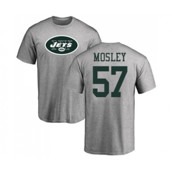 Football New York Jets #57 C.J. Mosley Ash Name & Number Logo T-Shirt - Jersey
