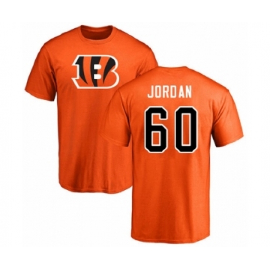 Football Cincinnati Bengals #60 Michael Jordan Orange Name & Number Logo T-Shirt - Jersey