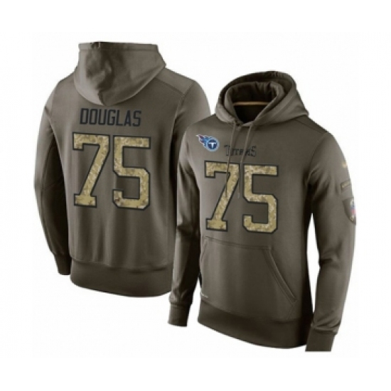 Football Men's Tennessee Titans #75 Jamil Douglas Green Salute To Service Pullover Hoodie - Jersey