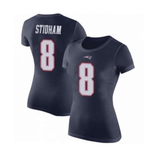 Football Women's New England Patriots #8 Jarrett Stidham Navy Blue Rush Pride Name & Number T-Shirt - Jersey