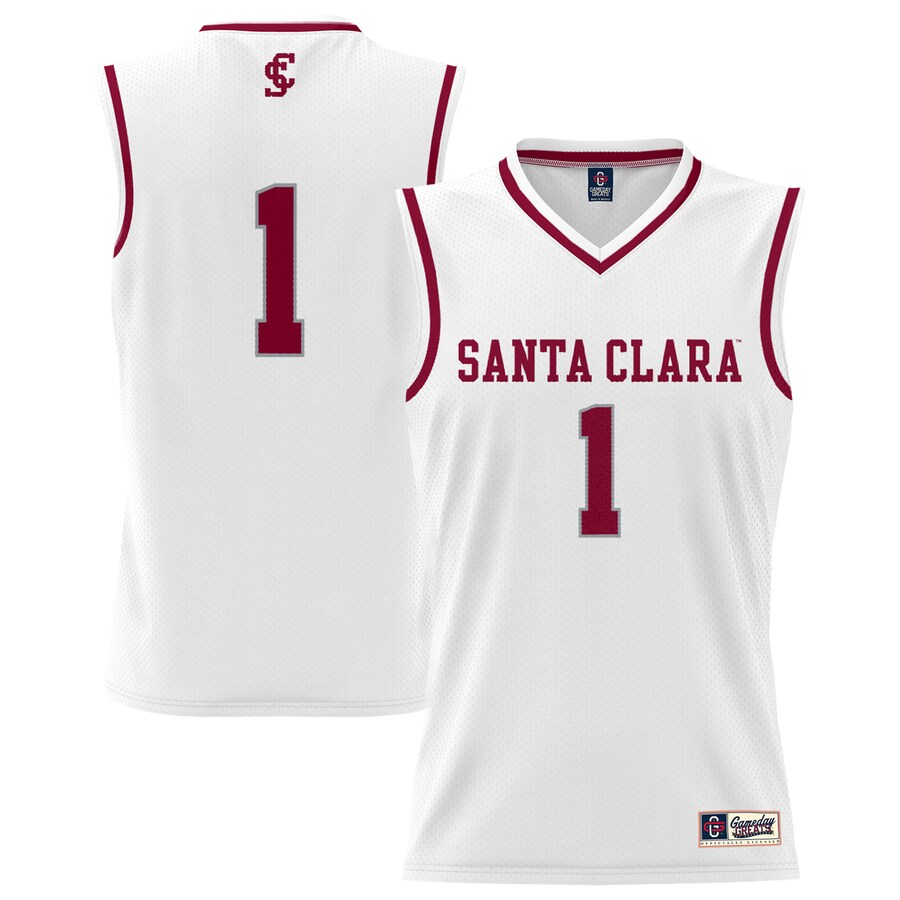 Youth GameDay Greats #1 White Santa Clara Broncos Lightweight Collegiate Basketball Fashion Jersey - Jersey