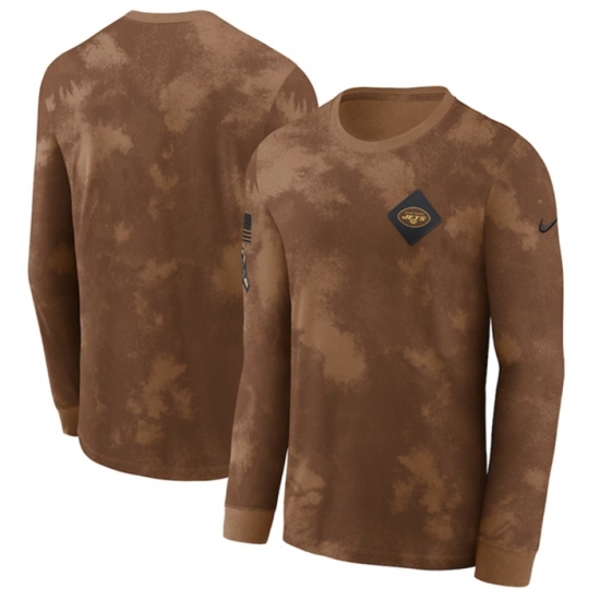 Men's New York Jets Brown 2023 Salute To Service Long Sleeve T Shirt - Jersey
