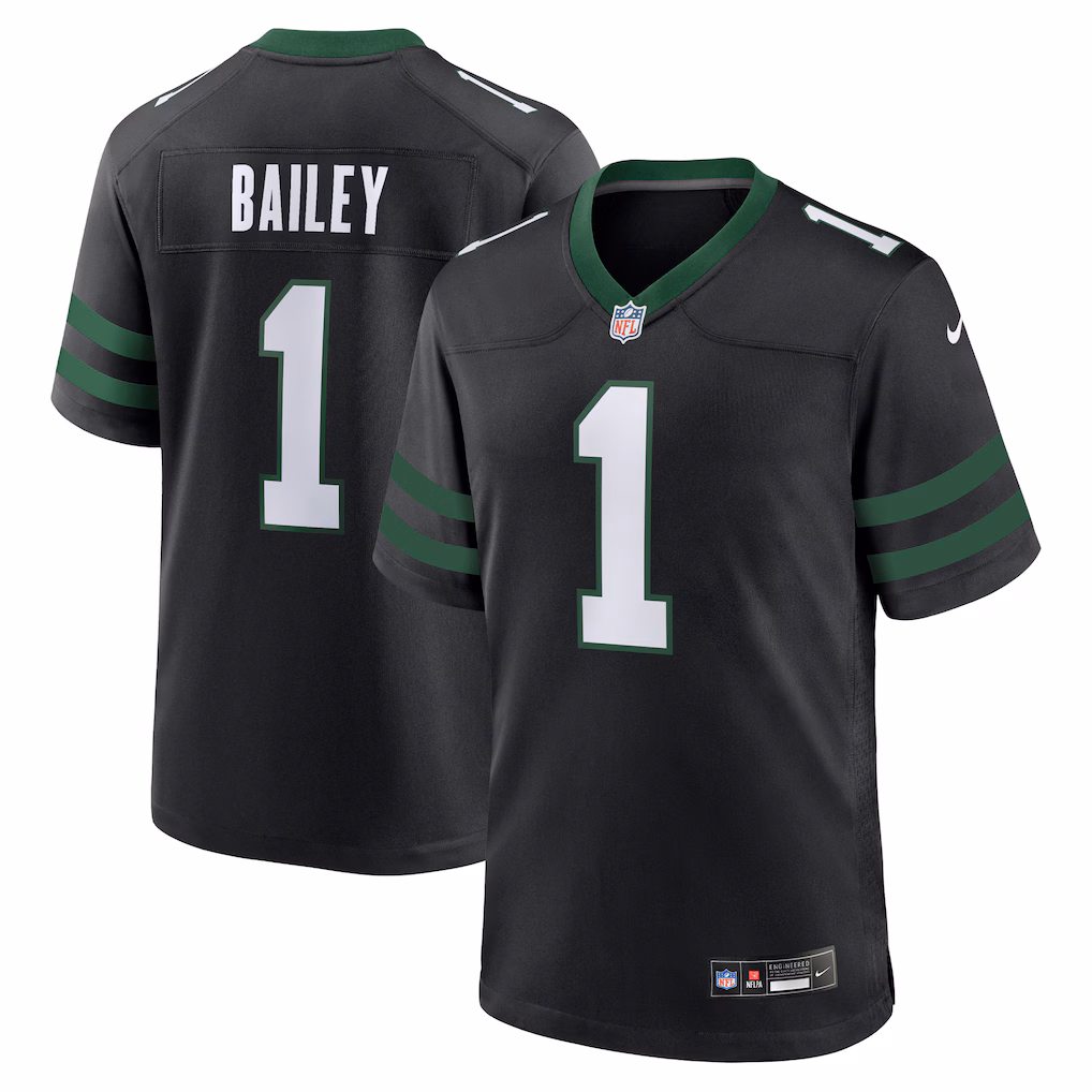 Men's New York Jets David Bailey Nike Legacy Black Alternate Game Player Jersey - Jersey