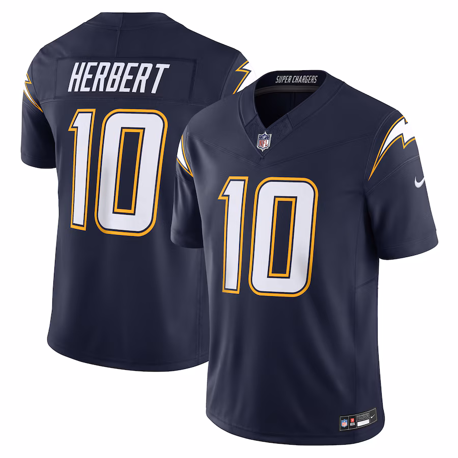 Men's Los Angeles Chargers Justin Herbert Nike Navy Alternate Super Chargers Vapor F.U.S.E. Limited Jersey - Jersey