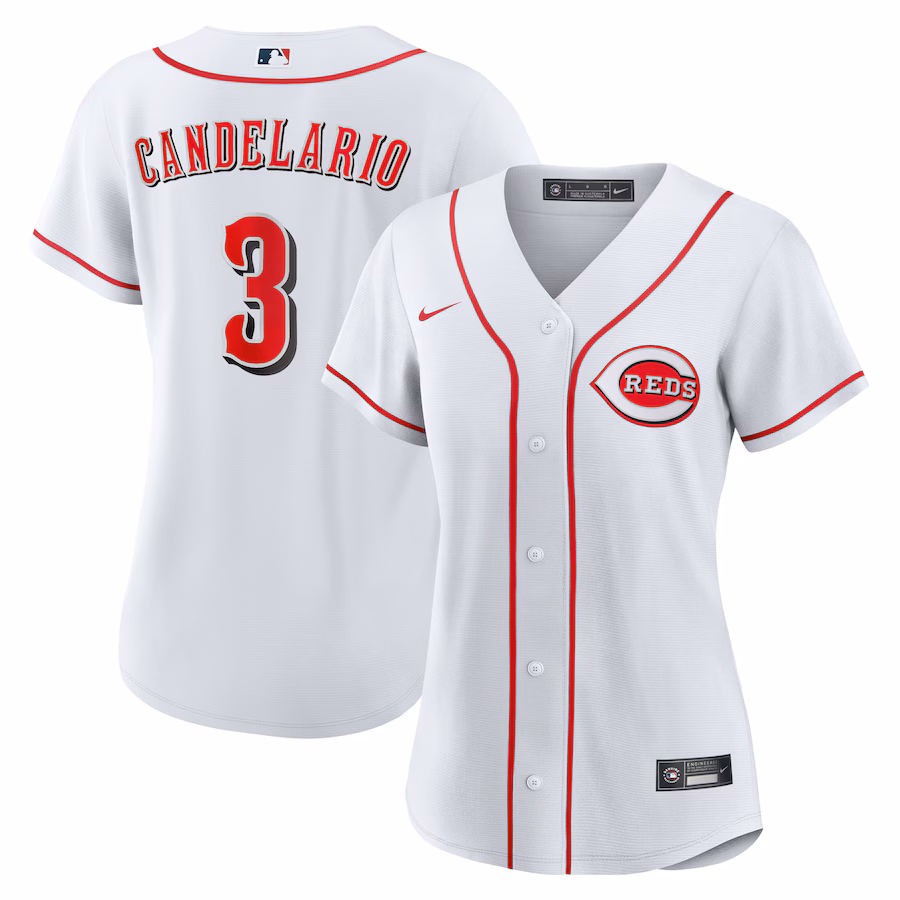 Women's Cincinnati Reds Jeimer Candelario Nike White Home Replica Jersey - Jersey