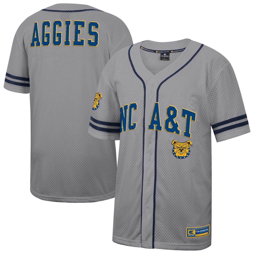Men's Colosseum Gray North Carolina A&T Aggies Free Spirited Baseball Jersey - Jersey