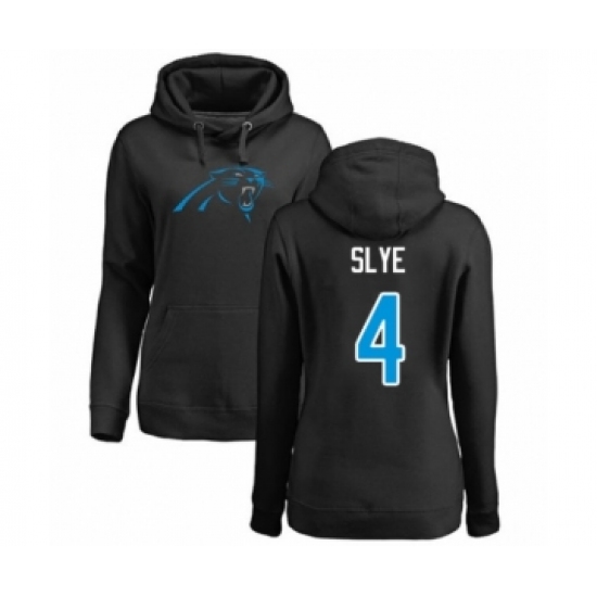 Football Women's Carolina Panthers #4 Joey Slye Black Name & Number Logo Pullover Hoodie - Jersey