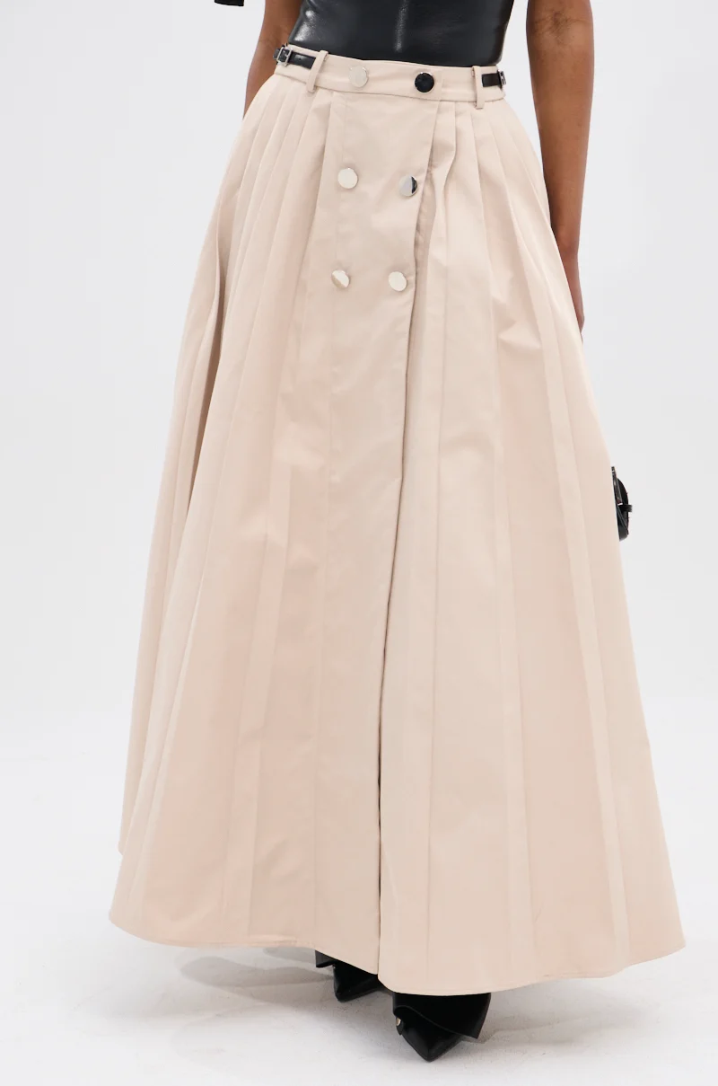 LIGHTWEIGHT TRENCH MAXI SKIRT WITH SIDE ADJUSTER - Akira Wear