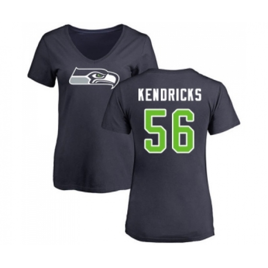 Football Women's Seattle Seahawks #56 Mychal Kendricks Navy Blue Name & Number Logo T-Shirt - Jersey