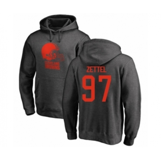 Football Cleveland Browns #97 Anthony Zettel Ash One Color Pullover Hoodie - Jersey