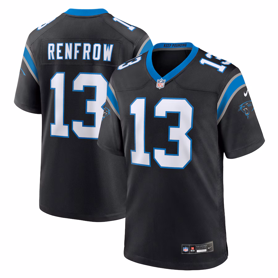 Men's Carolina Panthers Hunter Renfrow Nike Black Team Game Jersey - Jersey