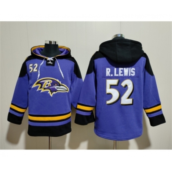 Men's Baltimore Ravens #52 Ray Lewis Ageless Must-Have Lace-Up Pullover Hoodie - Jersey
