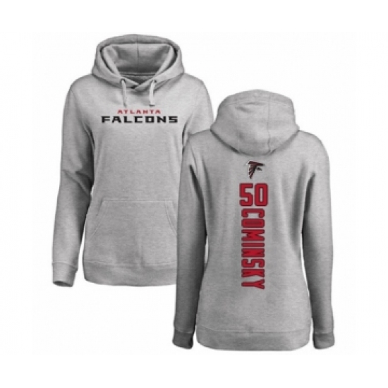 Football Women's Atlanta Falcons #50 John Cominsky Ash Backer Pullover Hoodie - Jersey
