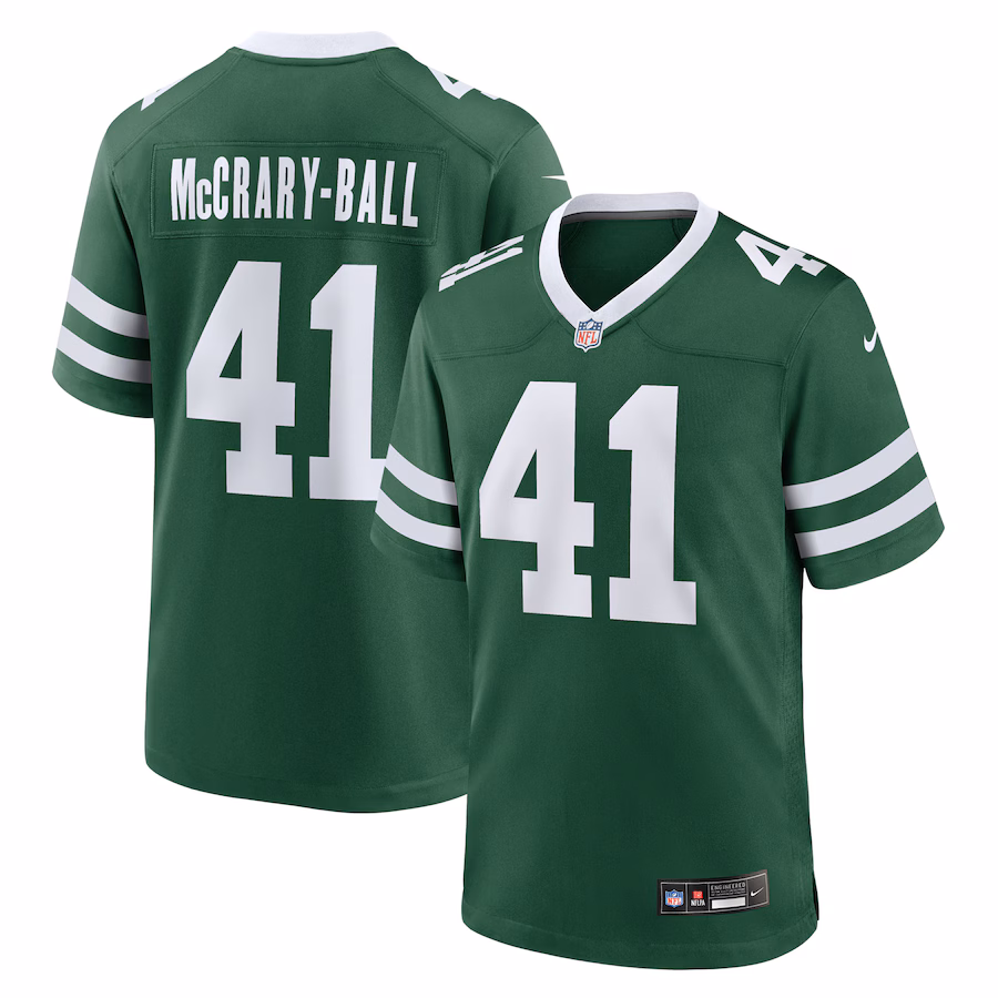 Men's New York Jets Marcelino McCrary-Ball Nike Legacy Green Team Game Jersey - Jersey