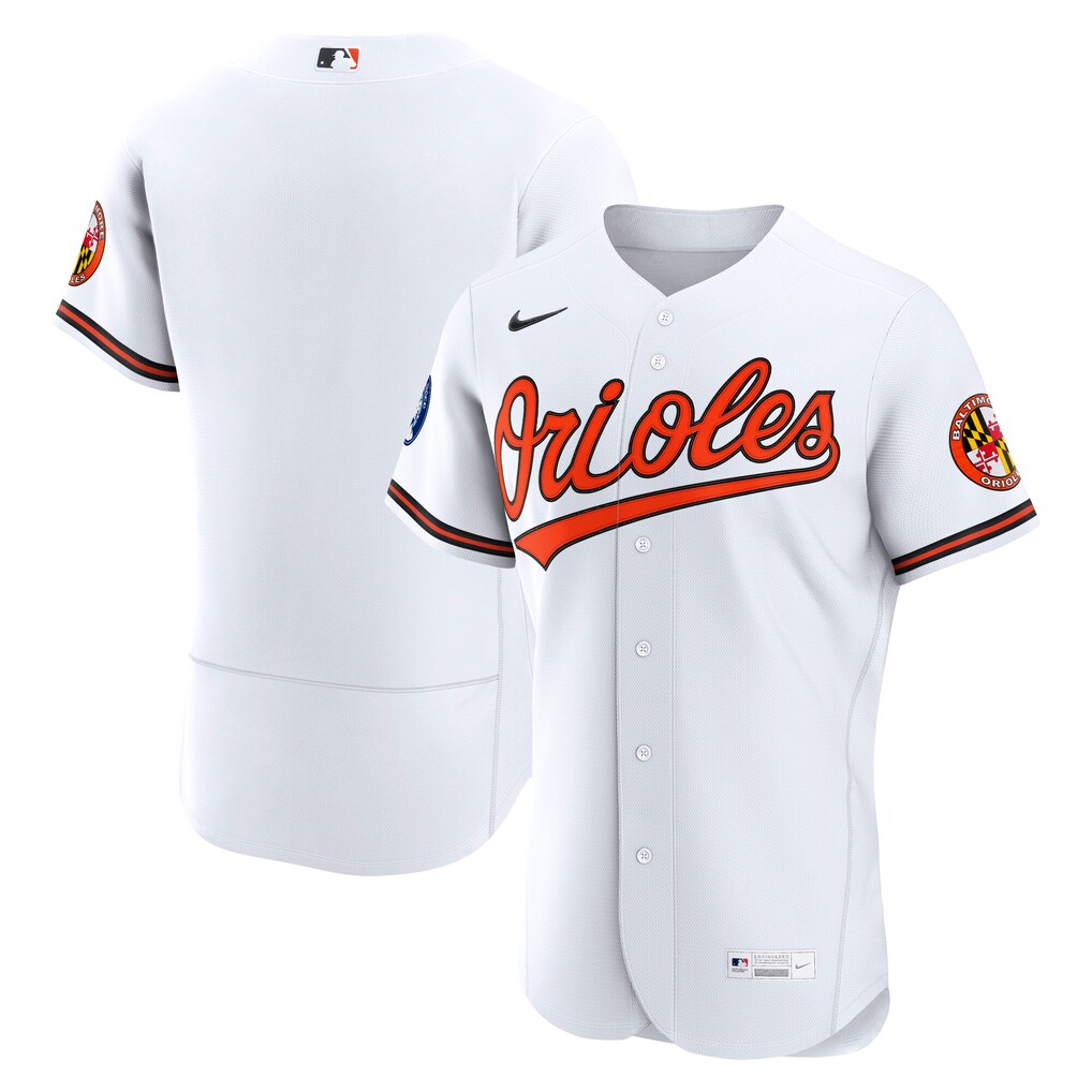 Men's Baltimore Orioles Nike White Home Sponsor Patch Authentic Jersey - Jersey