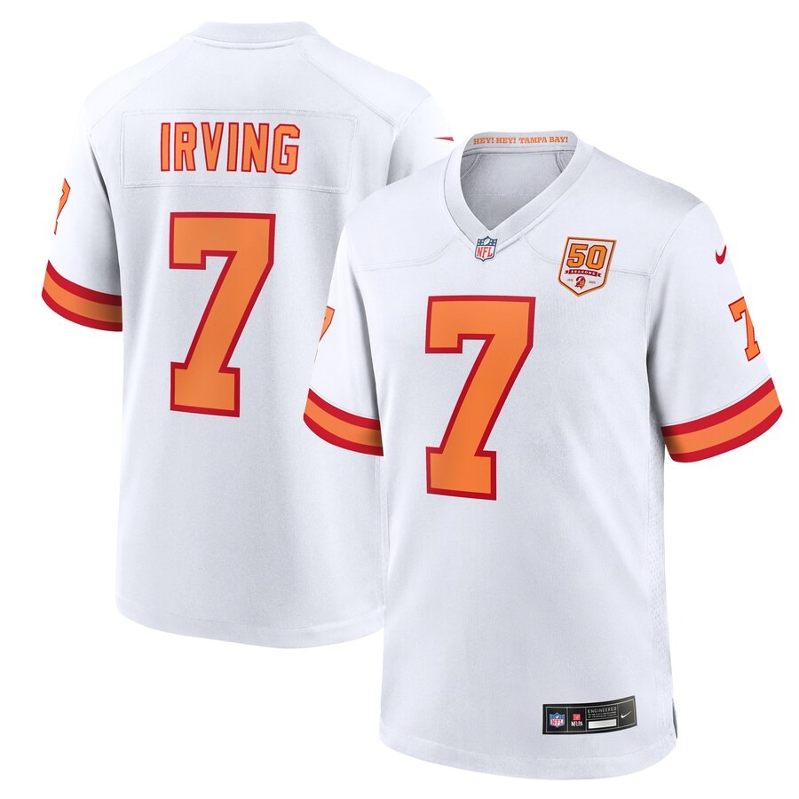 Men's '76 Tampa Bay Buccaneers Bucky Irving Nike White 50th Season Game Jersey - Jersey