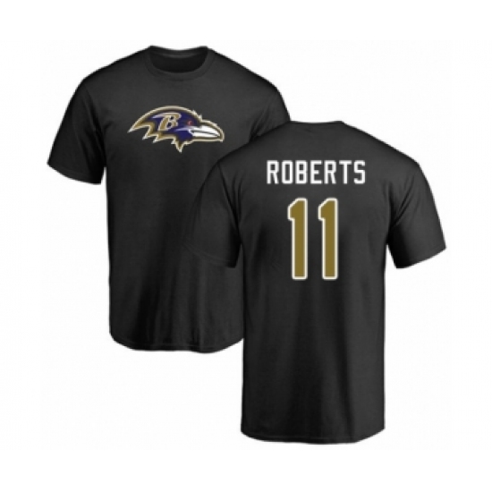 Football Baltimore Ravens #11 Seth Roberts Black Name & Number Logo T-Shirt - Jersey