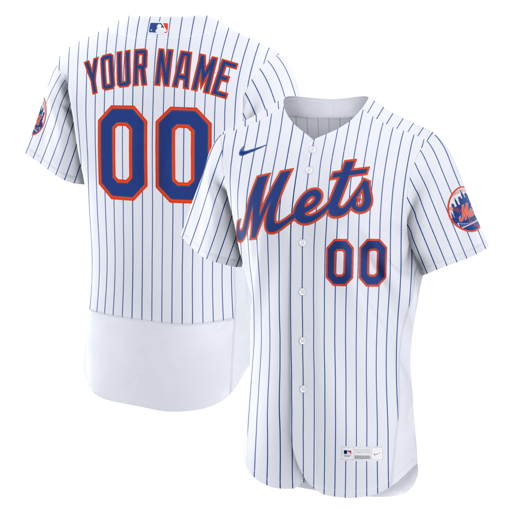 Men's New York Mets Nike White Home Authentic Custom Jersey - Jersey