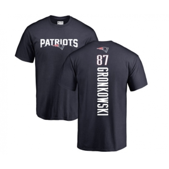 Football New England Patriots #87 Rob Gronkowski Navy Blue Backer T-Shirt - Jersey