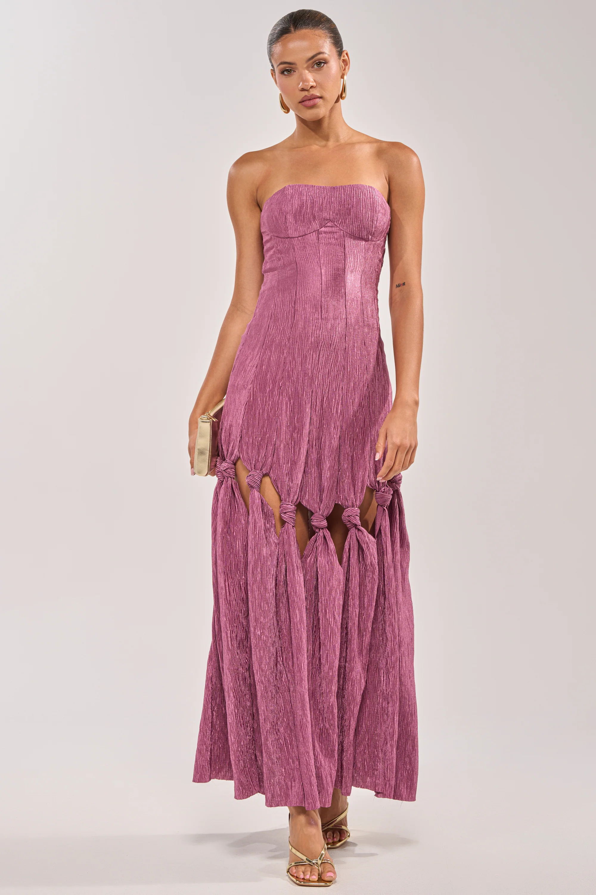 BORN READY KNOTTED STRAPLESS MAXI DRESS - Akira Wear