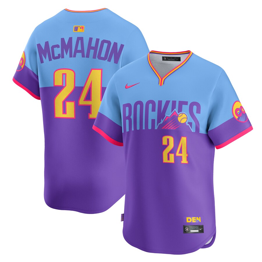 Men's Colorado Rockies Ryan McMahon Nike Purple/Light Blue 2025 City Connect Limited Player Jersey - Jersey