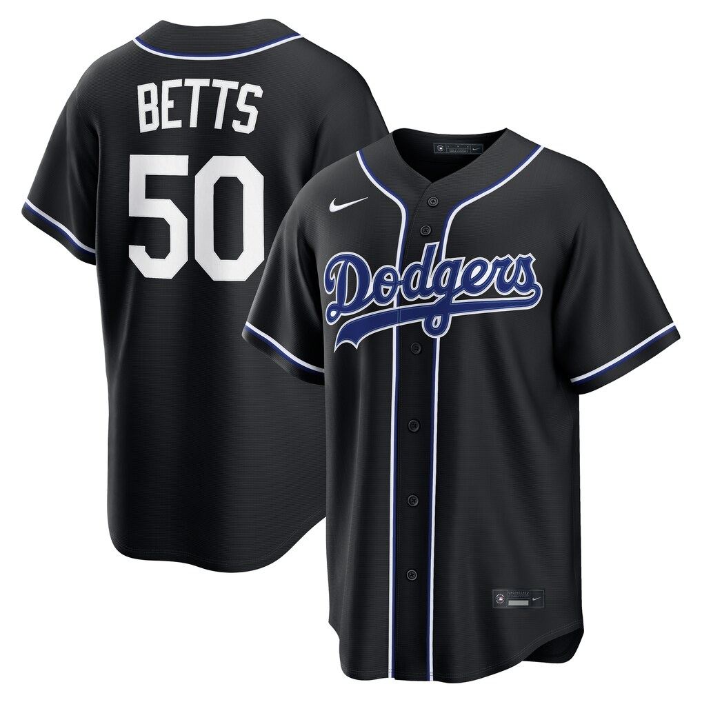 Men's Los Angeles Dodgers Mookie Betts Nike Fashion Replica Black Out Jersey - Jersey