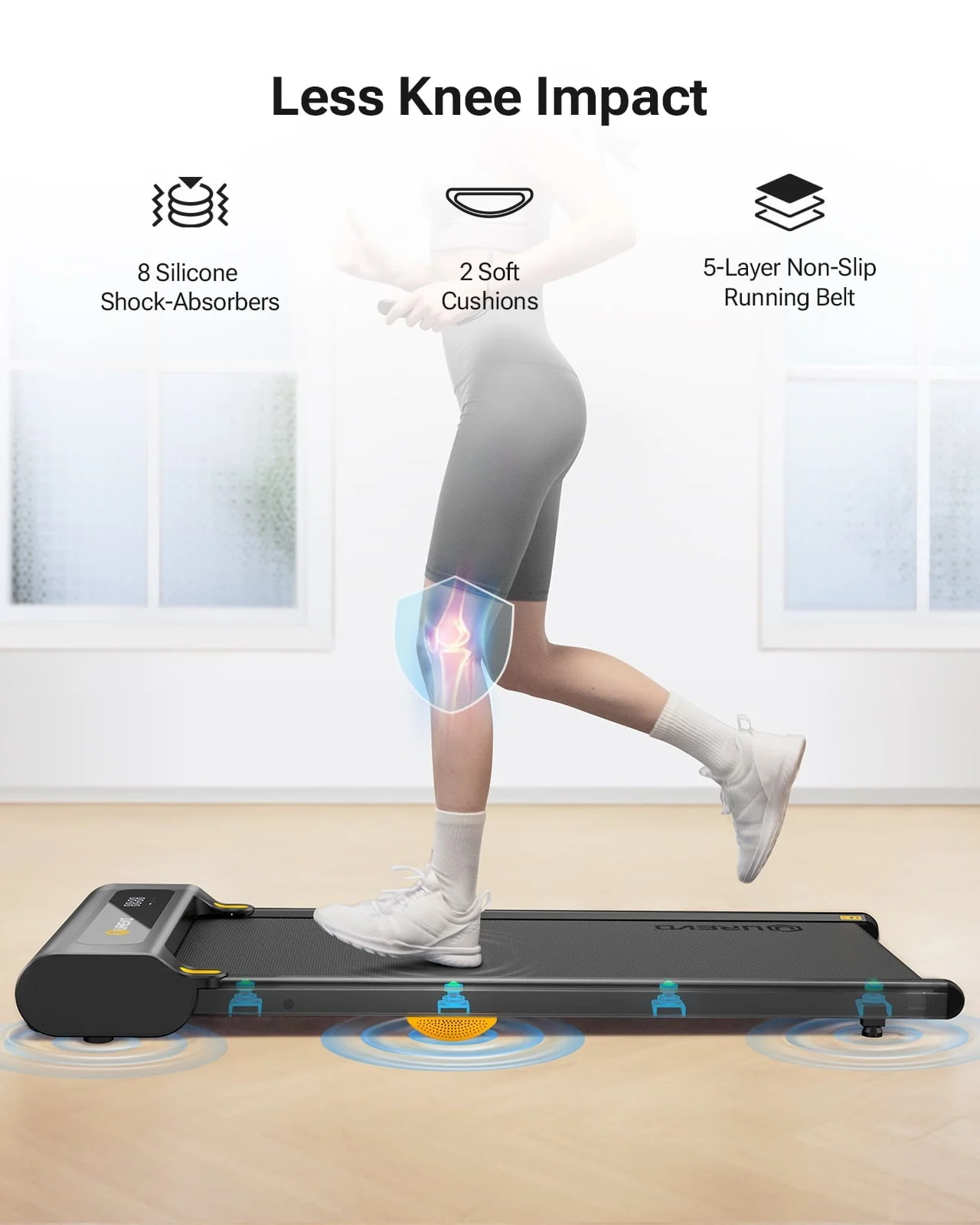 UREVO Under Desks Treadmill Walking Pad, Mini Treadmill 2.25HP 265 lb Capacity with Remote Control for Home Office