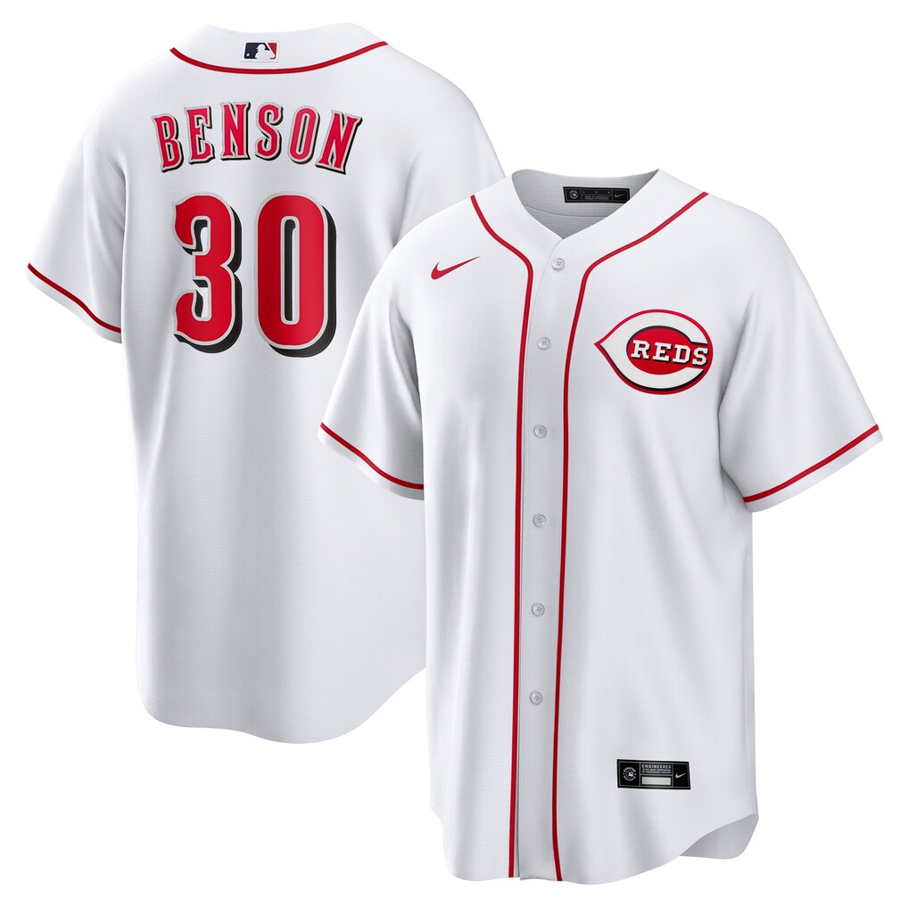 Men's Cincinnati Reds Will Benson Nike White Home Replica Jersey - Jersey