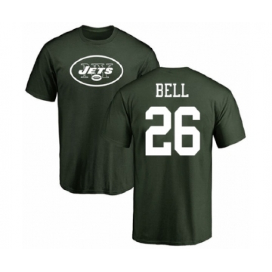 Football New York Jets #26 Le'Veon Bell Green Name & Number Logo T-Shirt - Jersey