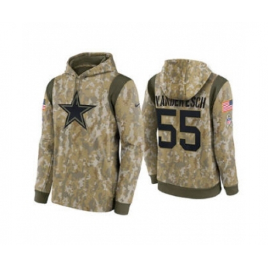 Men's Dallas Cowboys #55 Leighton Vander Esch 2021 Salute To Service Therma Performance Pullover Football Hoodie - Jersey