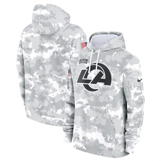 Men's Los Angeles Rams 2024 Arctic Camo Salute To Service Club Fleece Pullover Hoodie - Jersey