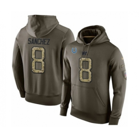 Football Indianapolis Colts #8 Rigoberto Sanchez Green Salute To Service Men's Pullover Hoodie - Jersey