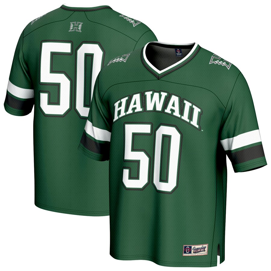 Youth GameDay Greats #50 Green Hawaii Rainbow Warriors Lightweight Collegiate Football Fashion Jersey - Jersey
