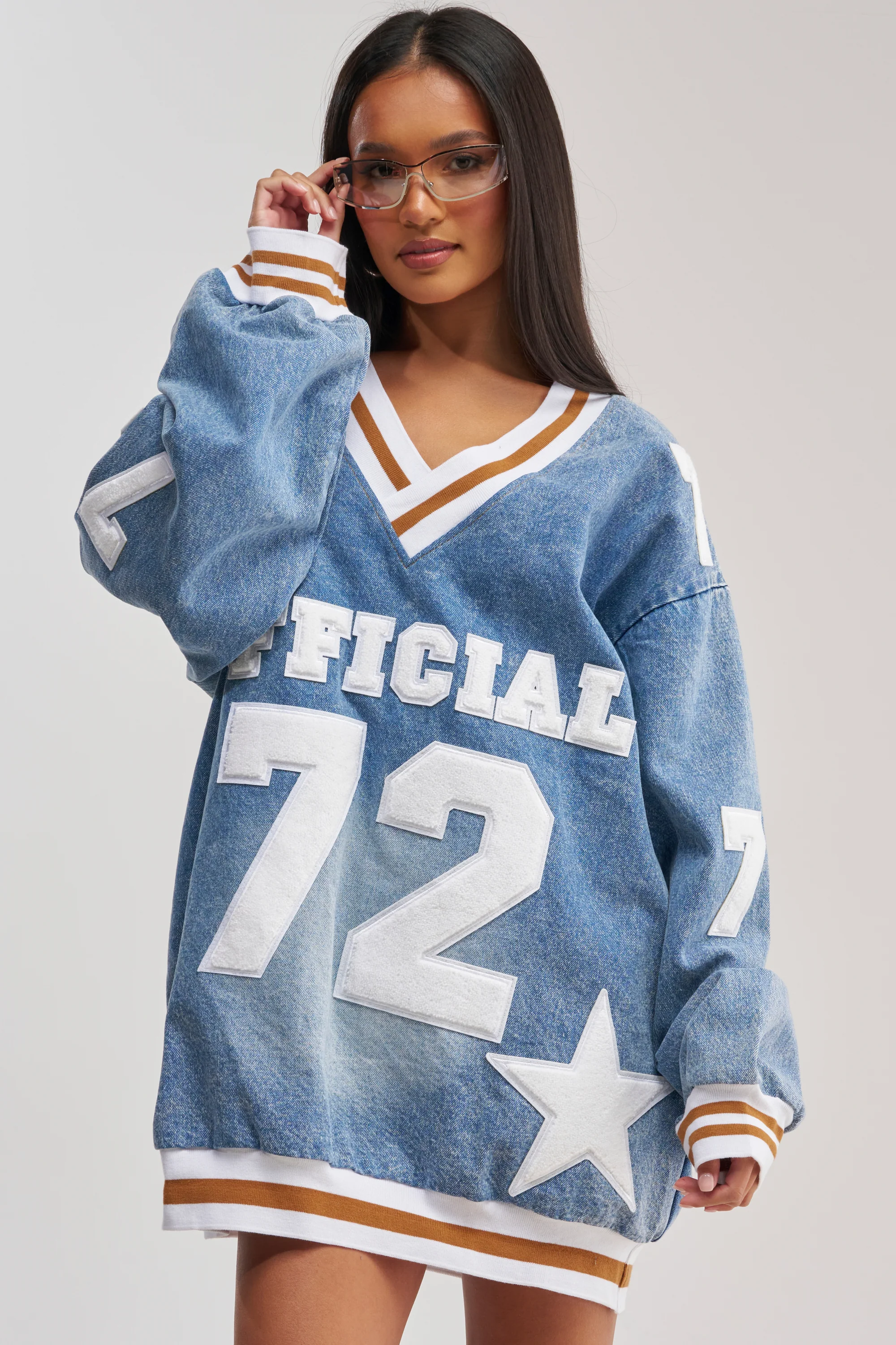 PLAYER FOR YOU DENIM JERSEY MINI DRESS - Akira Wear