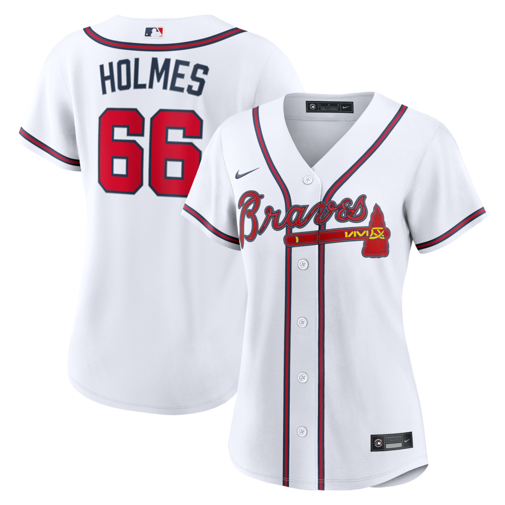 Women's Atlanta Braves Grant Holmes Nike White Home Replica Jersey - Jersey
