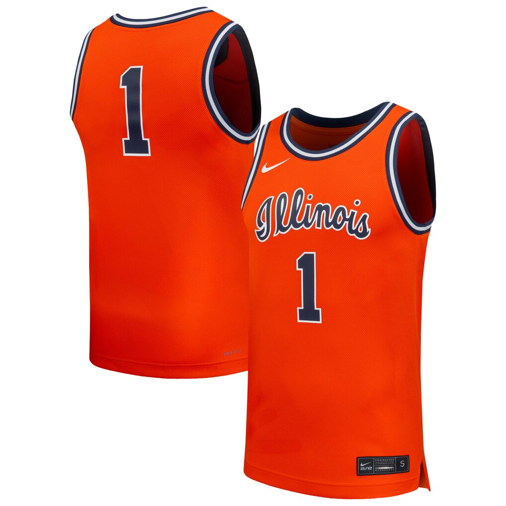 Men's Nike #1 Orange Illinois Fighting Illini Replica Basketball Jersey - Jersey
