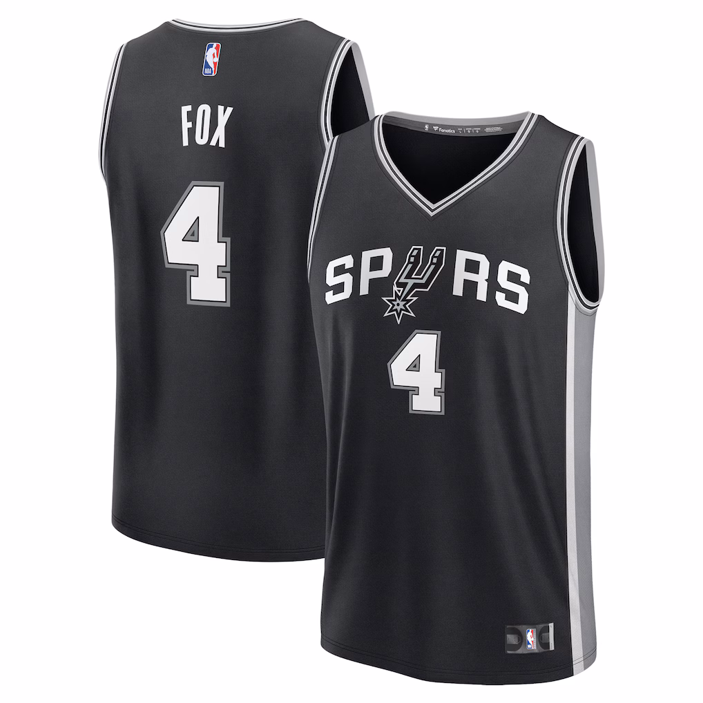 Youth San Antonio Spurs De'Aaron Fox Fanatics Black Fast Break Replica Player Jersey - Icon Edition - Jersey