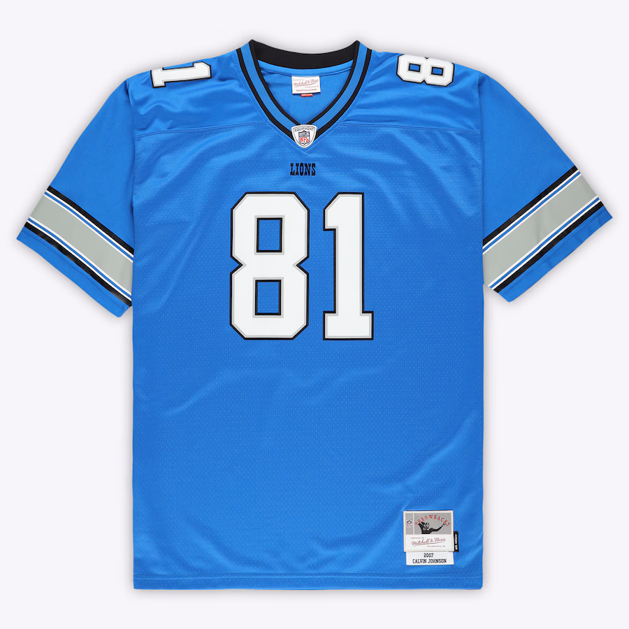 Men's Detroit Lions Calvin Johnson Mitchell & Ness Blue Big & Tall 2007 Legacy Retired Player Jersey - Jersey