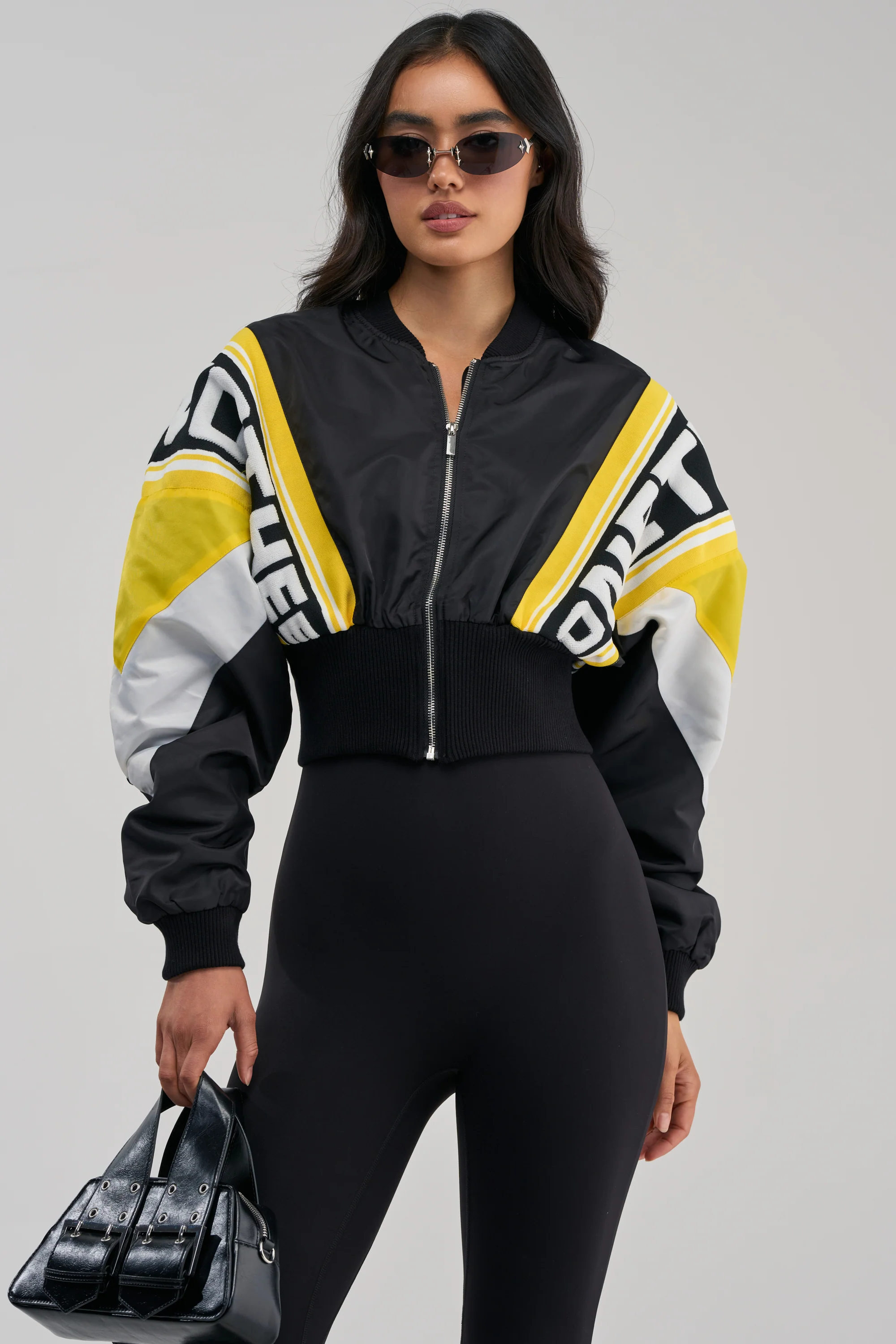 PHOENIX MIXED MEDIA BOMBER IN YELLOW - Akira Wear