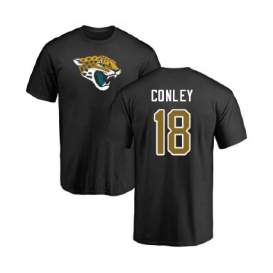Football Jacksonville Jaguars #18 Chris Conley Black Name & Number Logo T-Shirt - Jersey
