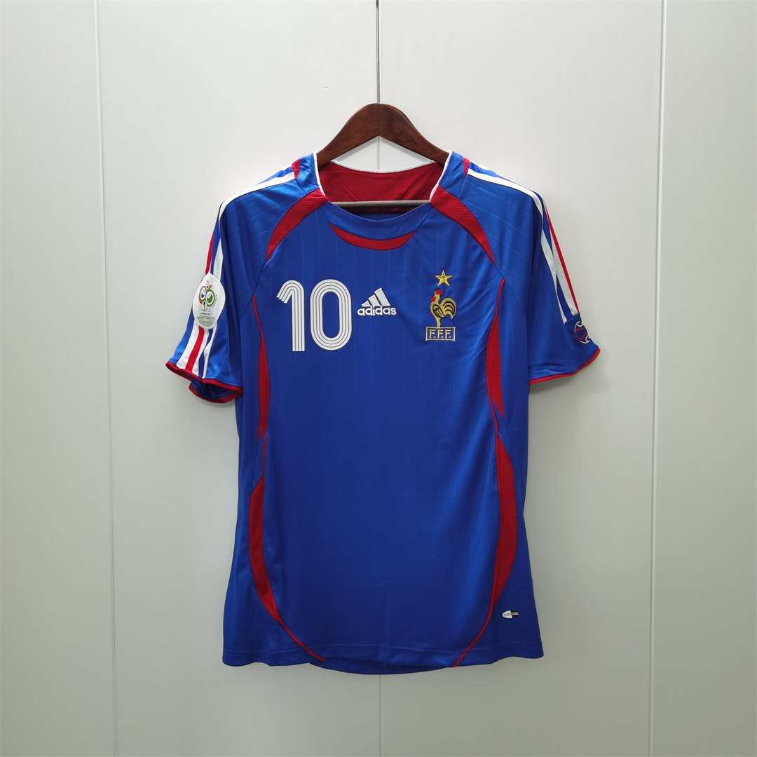 Zidane#10 France Retro Soccer Jersey Home Shirt World Cup 2006 - Jersey